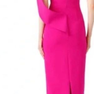 Christian Siriano Fuschia Drape Asymmetric Crepe Cocktail Midi Dress 8